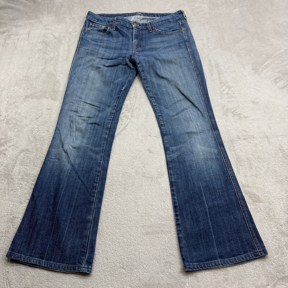 7 For All Mankind A Pocket Jeans Womens 29 Blue Flare Low Rise Y2K 2000s Retro